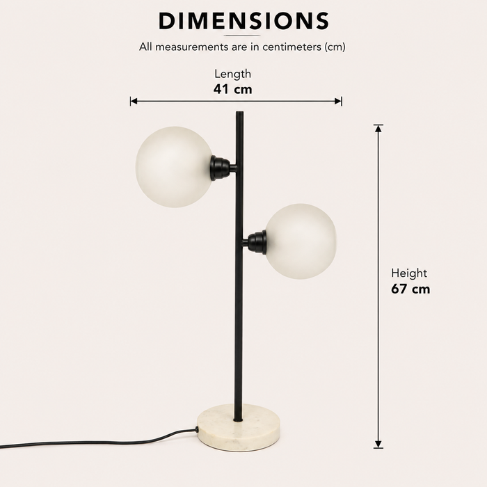 Marble & Glass Table Lamp for Living Room & Bedroom view 1