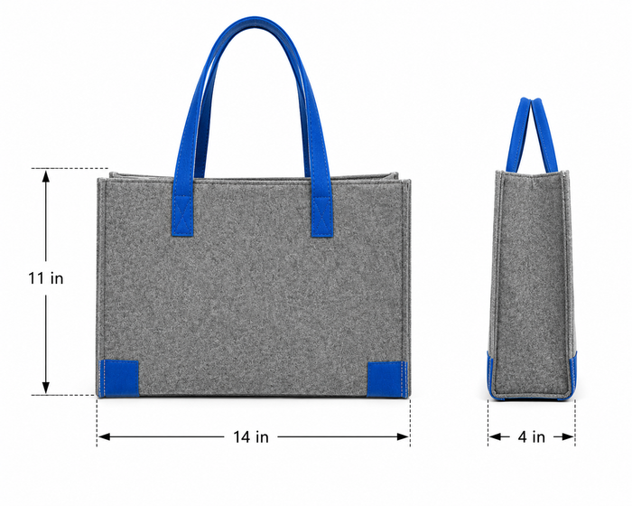 Expobazaar Modern Grey Felt Handbag with Blue Accents