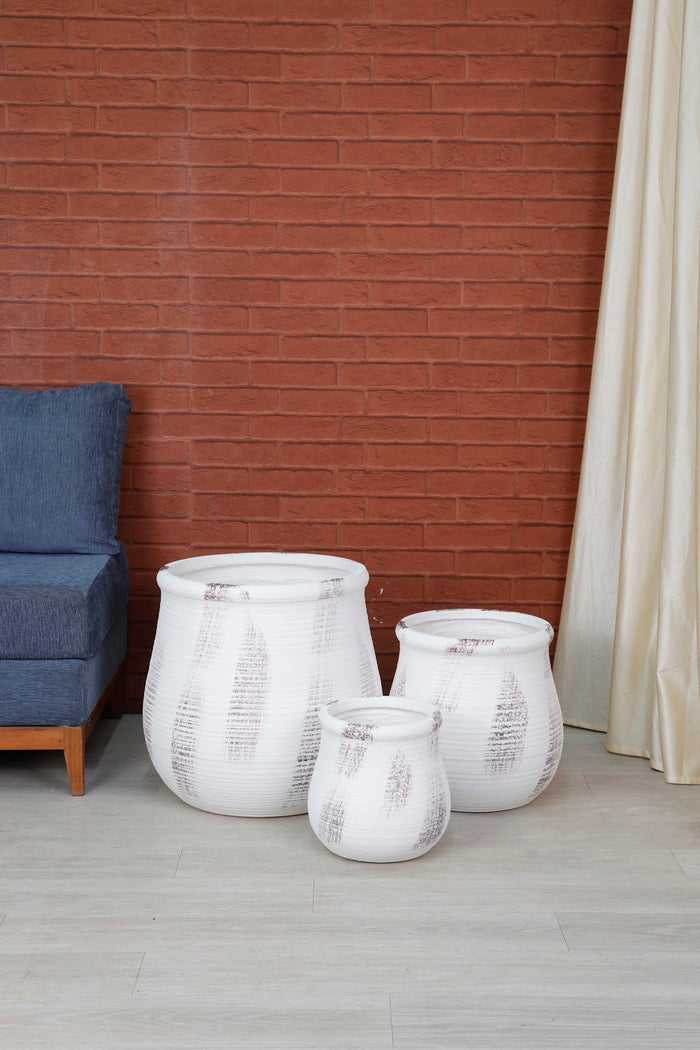 Expobazaar Modern Textured Grey Round Decorative Large Planter
