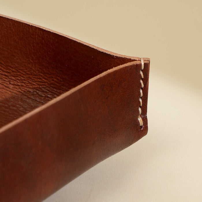Expobazaar Obsidian Brown Genuine Leather Desk Tray
