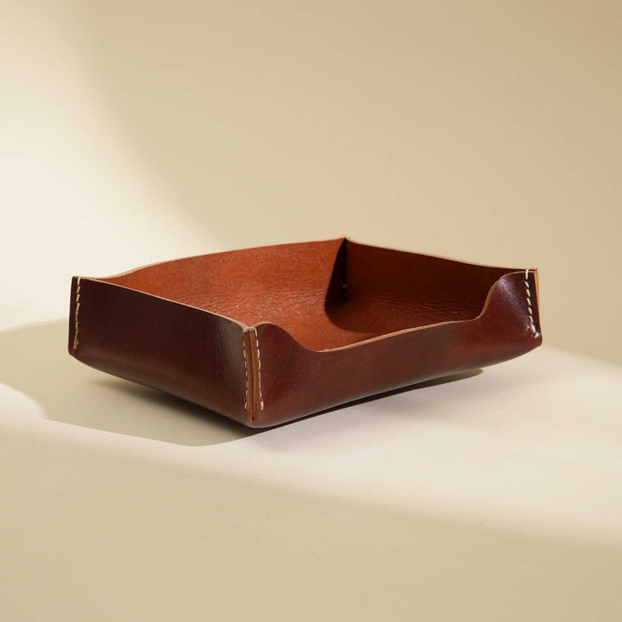 Expobazaar Obsidian Brown Genuine Leather Desk Tray