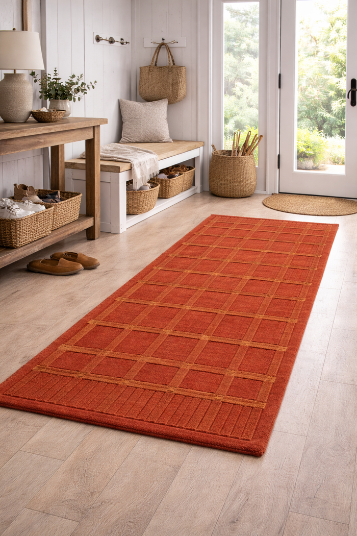 Expobazaar | Rustic Grid Hallway Runner