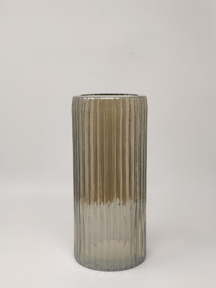Expobazaar Smoke Glaze Clear Finish Glass Vase