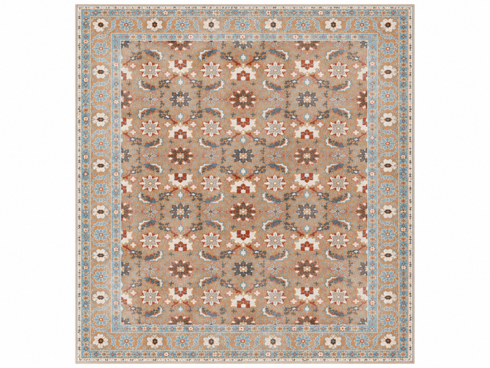 Expobazaar Washable Beige Blue Persian Floral Rug | Rug in a Box