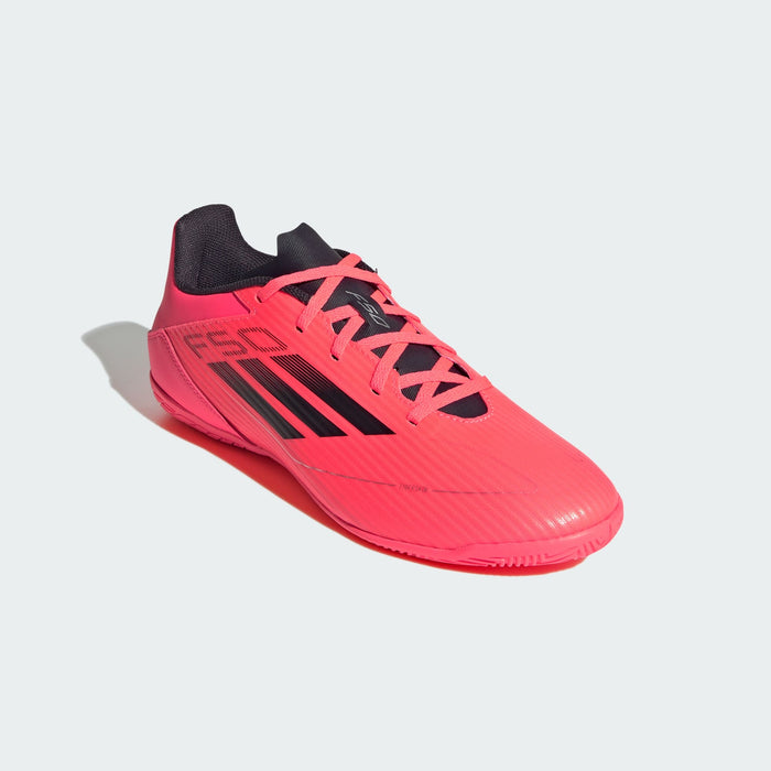 adidas F50 Club Indoor Soccer Shoes | Turbo-Aurora Black-Platinum Metallic | Men's
