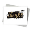 Brushstroke Gold Foil Thank You Card with black ink stroke and gold cursive text
