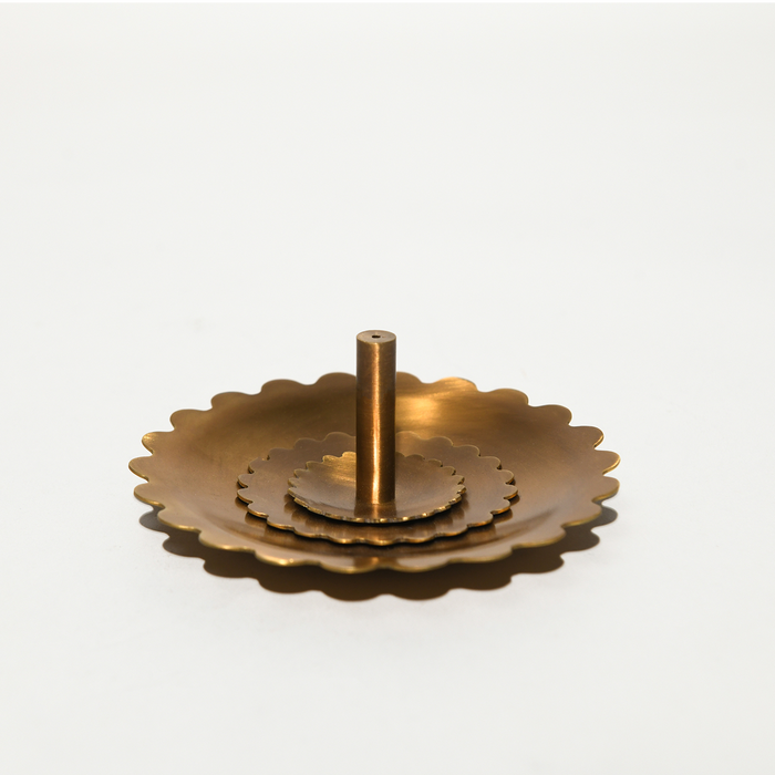 Floral Burnished Brass Incense Stick Holder