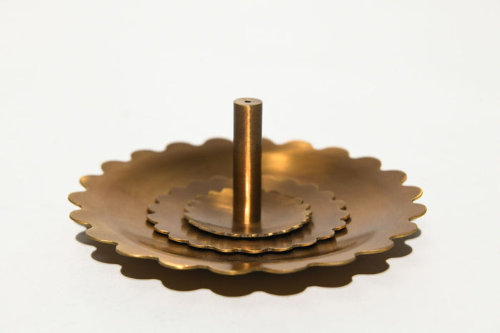 Floral Burnished Brass Incense Stick Holder