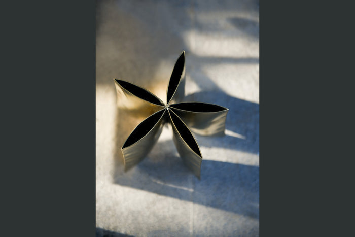 Flower Petal Burnished Brass Sculptural Vase