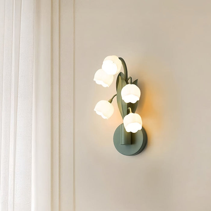 French Country Bellflower Glass Wall Sconce – Floral Indoor Wall Light | NordaLight
