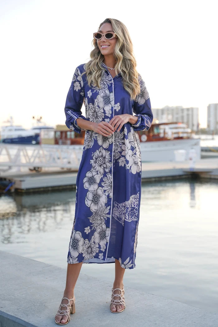 French Dress Navy Tiger