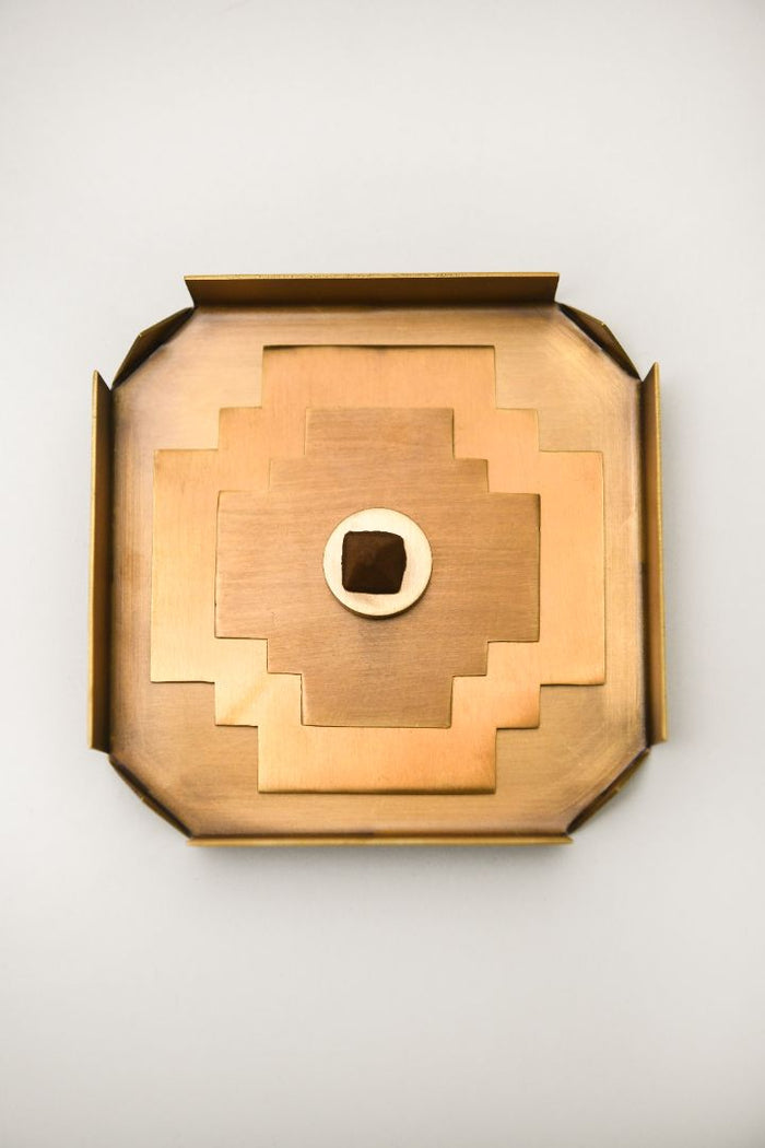 Geometric Burnished Brass Incense Cone Holder