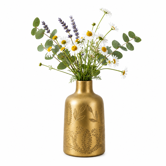 Glass Flower Vase | Gold