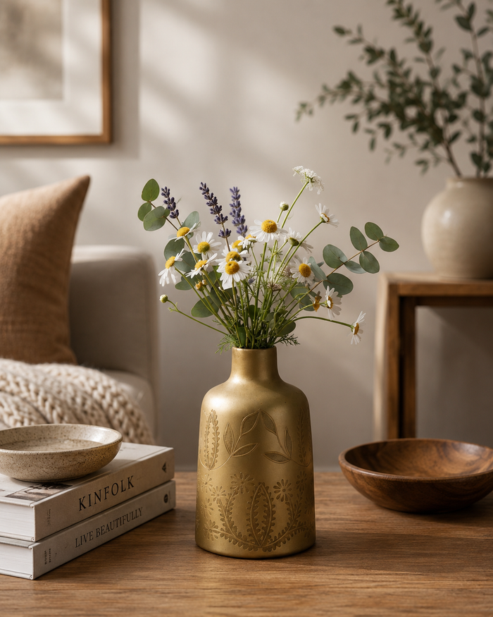 Glass Flower Vase | Gold