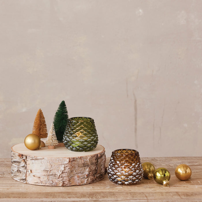 Glass Pinecone Shaped Votive Holder