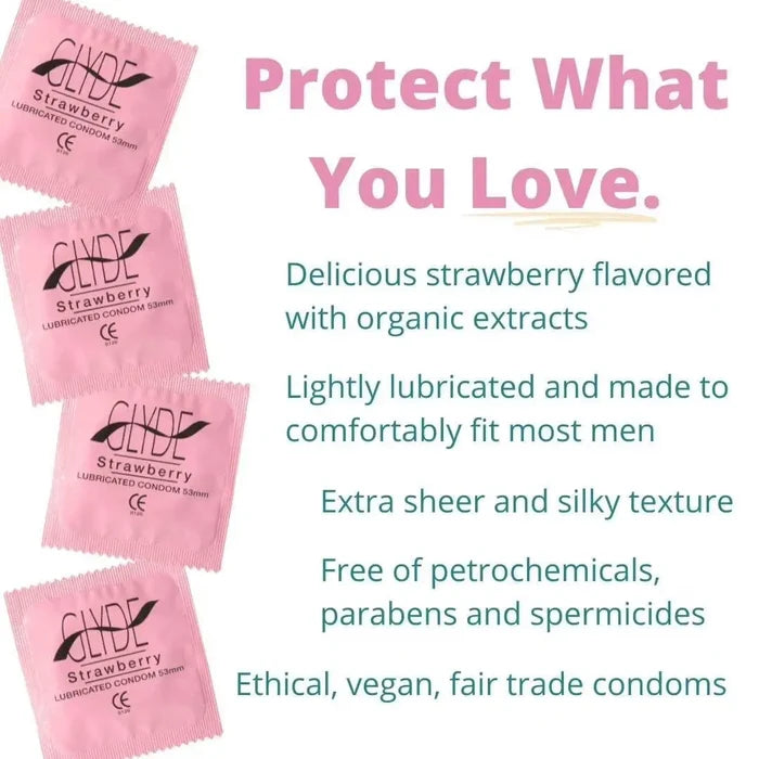 Glyde Organic Strawberry Flavored Condoms – Vegan & Plant-Based