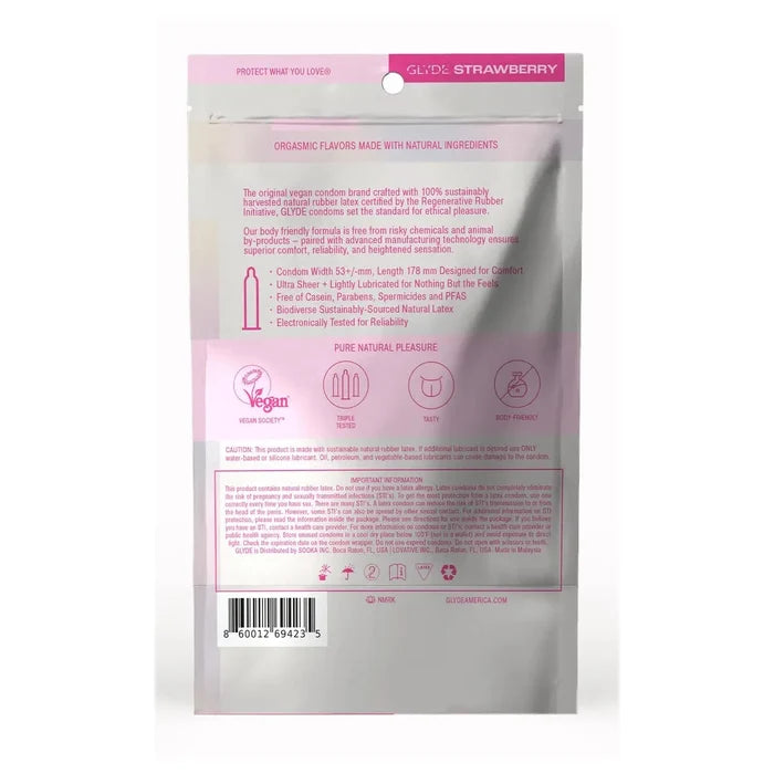 Glyde Organic Strawberry Flavored Condoms – Vegan & Plant-Based