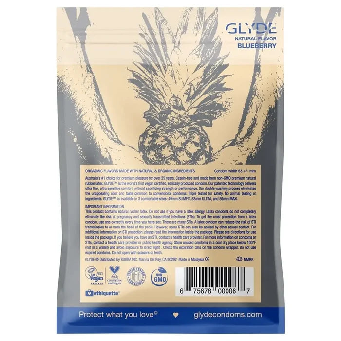 Glyde Organic Blueberry Flavored Condoms - Rolik®
