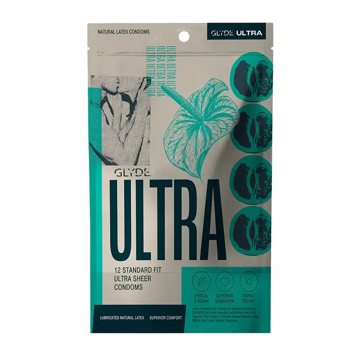 Glyde GLYDE ULTRA Standard Fit Natural Rubber Condoms 12-Pack