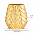Golden Aluminium Decorative Vase - Oval Shape with Textured Detailing