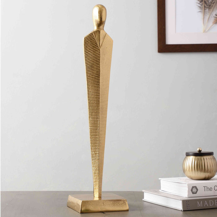 Golden Pedestal Majestic Figurine | Luxury Statement Sculpture