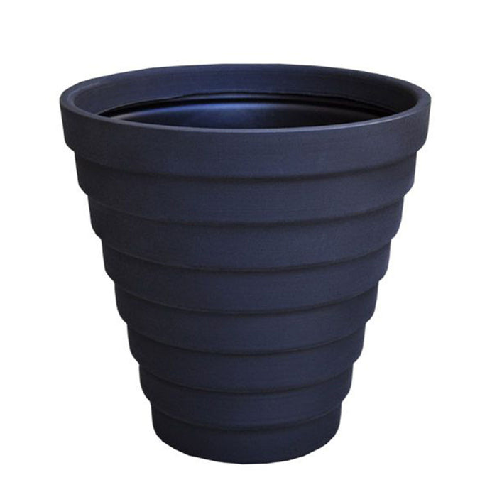 Curbside Gradino Round Plastic Planter - 16 in x 16 in x 16 in - Black - Black,16 in x 16 in x 16 in