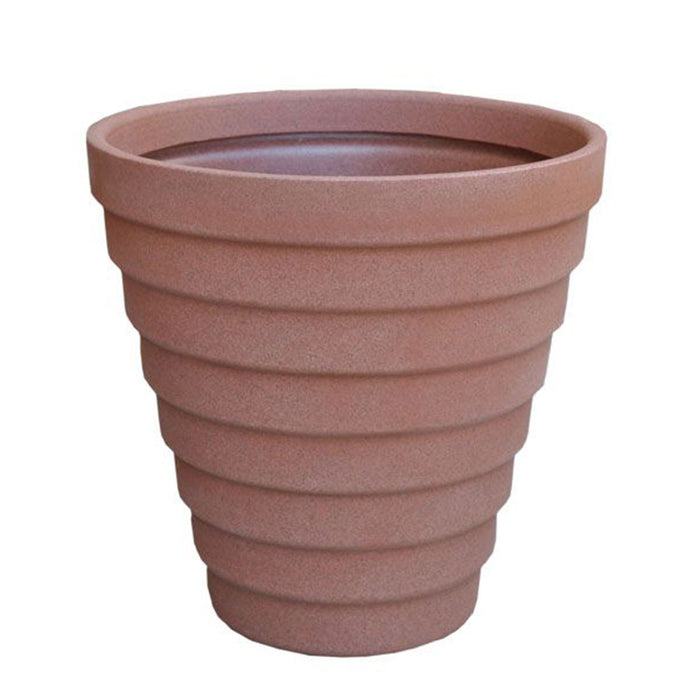 Curbside Gradino Round Plastic Planter - 20.1 in x 20.1 in x 19.9 in - Terracotta Brick - Terracotta Brick,20.1 in x 20.1 in x 19.9 in