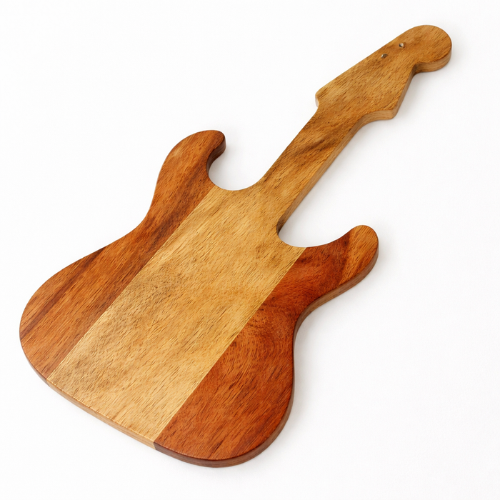 Guitar Shaped Wooden Serving & Cheese Board | Decorative Tabletop Platter