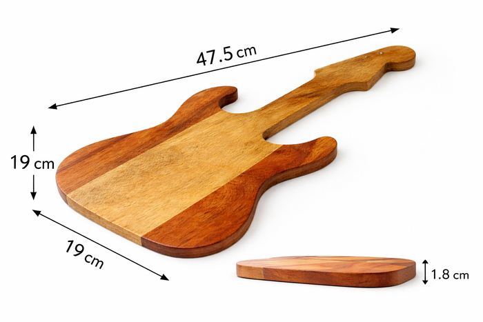 Guitar Shaped Wooden Serving & Cheese Board | Decorative Tabletop Platter