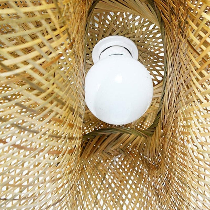 Hand-Woven Bamboo Wave LED Pendant Light 3000K 2800LM Modern Farmhouse 5 Sizes Indoor | NordaLight