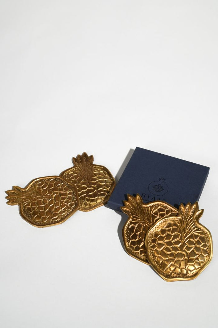 Handcrafted Brass Coasters (Set of 4) - Luxury Drink Coasters for Table