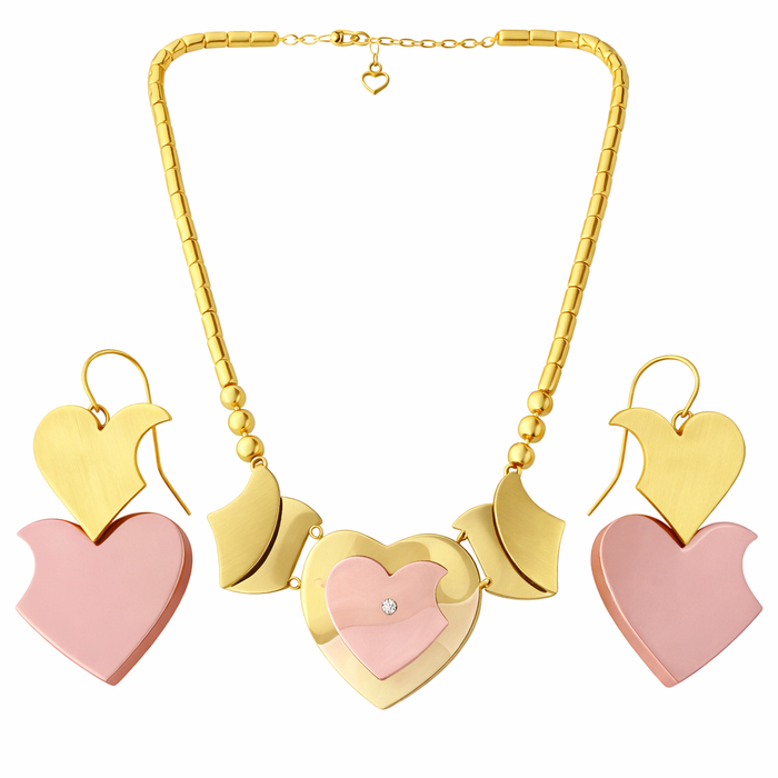 Handcrafted Love Fiesta Brass Necklace with Earrings