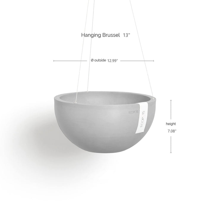 Hanging Brussels Small Bowl Planter - 13 in x 13 in x 6.5 in - Dark Grey - Dark Grey,13 in x 13 in x 6.5 in