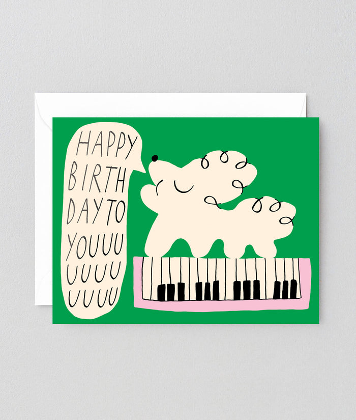 Happy Birthday To You Dog & Keyboard Kids Card