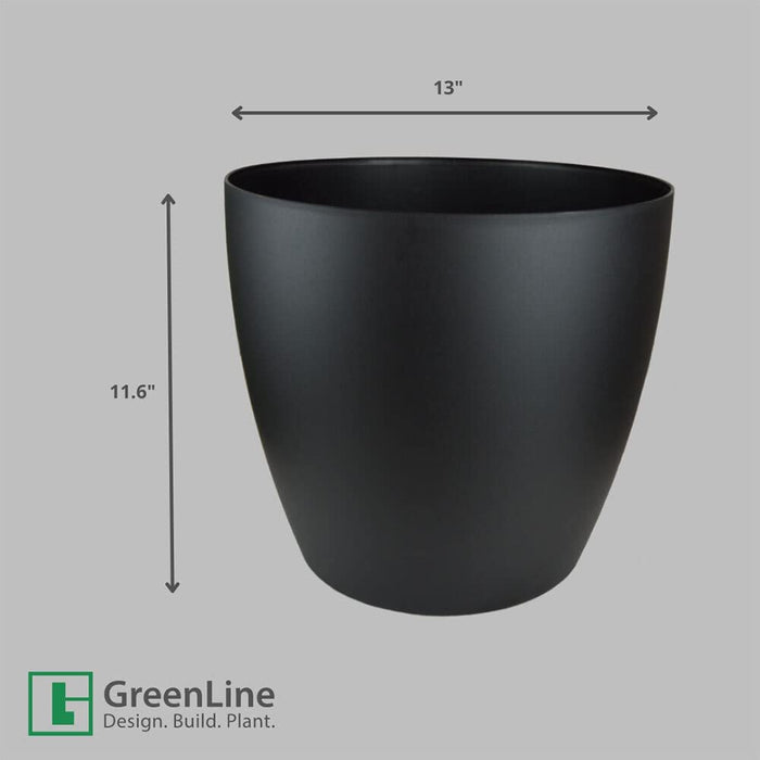Harrison Small Round Plastic Planter - 15 in x 15 x 13.5 in - Black - Black,15 in x 15 in x 13.5 in