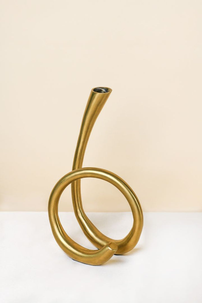 Helix Spiral Base Burnished Brass Taper Candle Holder