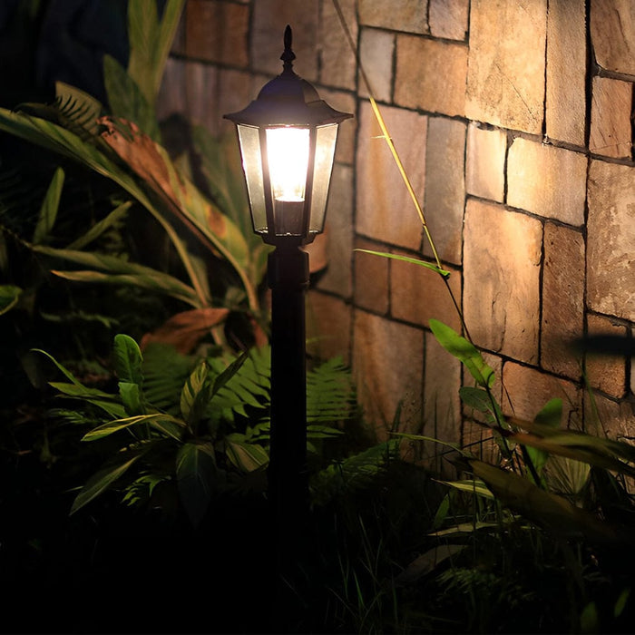 Hexagon Outdoor Path Light Black Die-Cast Aluminum High Transparency Glass E27 31 Inch Traditional | NordaLight