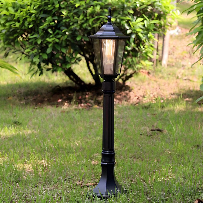 Hexagon Outdoor Path Light Black Die-Cast Aluminum High Transparency Glass E27 31 Inch Traditional | NordaLight