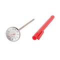 High temperature instant read thermometer with long stainless steel probe and red protective sheath