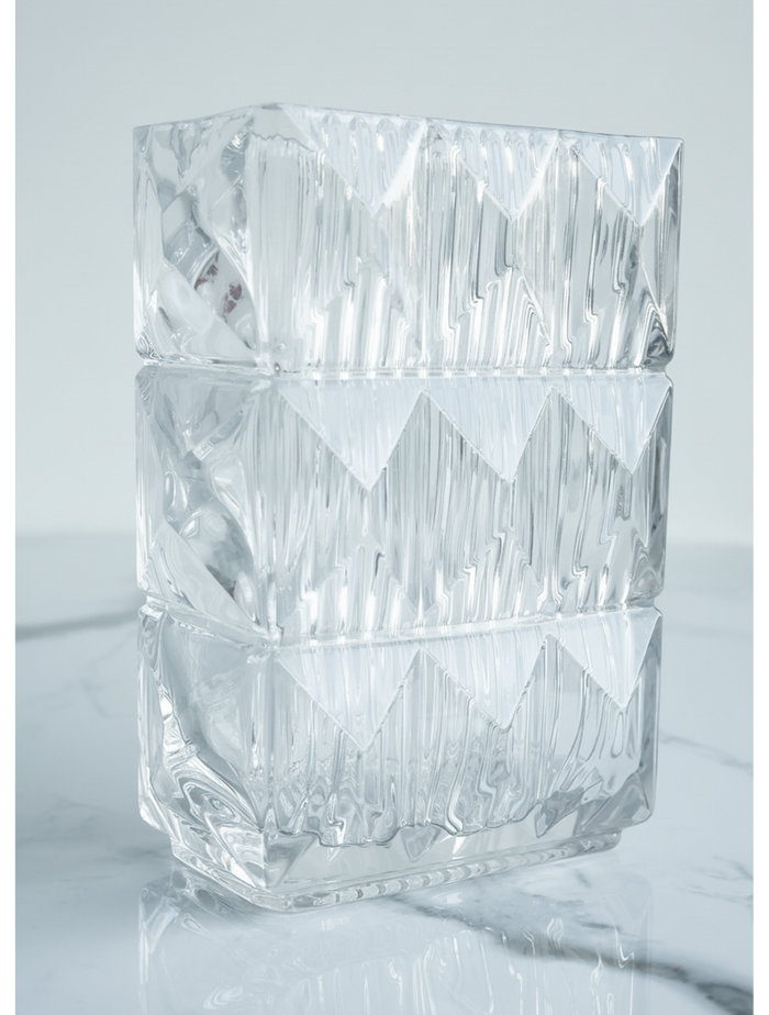 Ice Bark  Clear Crystal Vase Clear