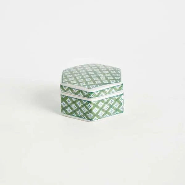 Imperial Lidded Boxes - Set of 3 Green & White Chinoiserie Porcelain Boxes - Villa Decor & Design