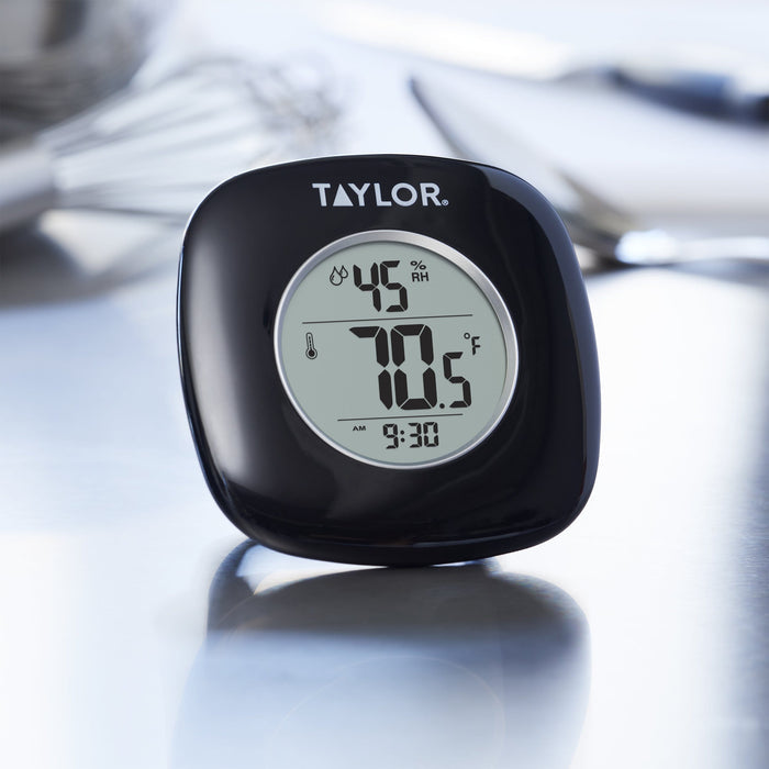 Taylor digital indoor thermometer with hygrometer displaying humidity on the screen