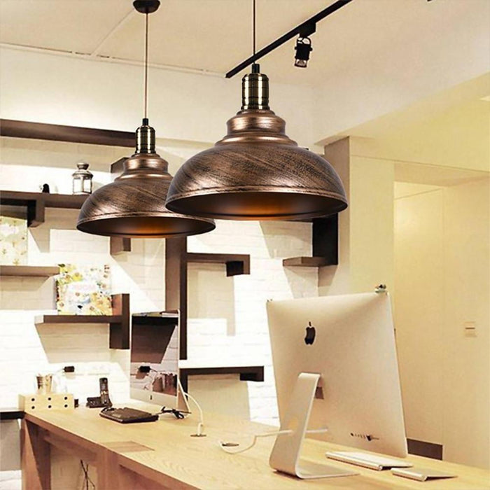 Industrial Metal Dome Pendant Red Bronze White Black Silver 3 Sizes E26 | NordaLight