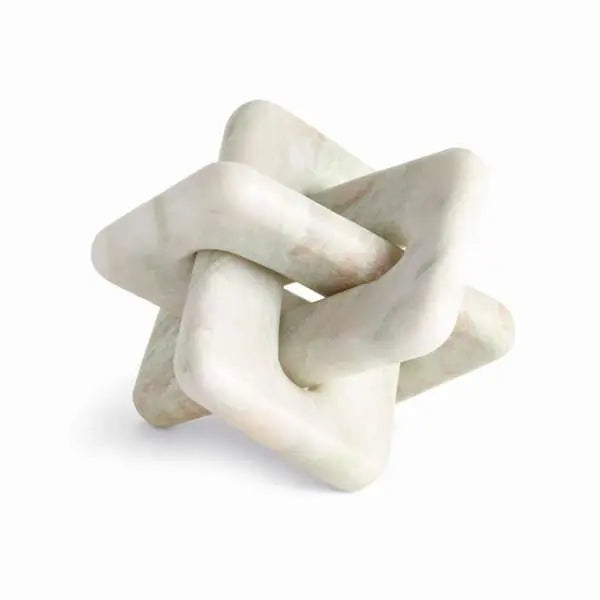 Jarvis Marble Knot Sculpture - Honed Green & White Veined Marble - Villa Decor & Design