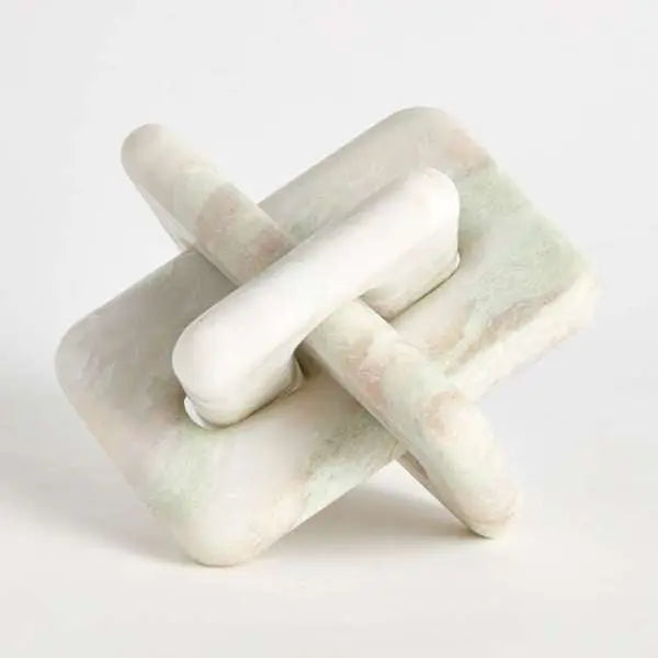 Jarvis Marble Knot Sculpture - Honed Green & White Veined Marble - Villa Decor & Design