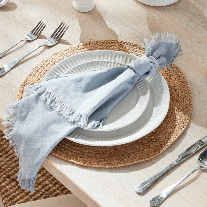 Jute Coil Round Placemats – Set of 8 | Natural with Color Trim Options - Villa Decor & Design