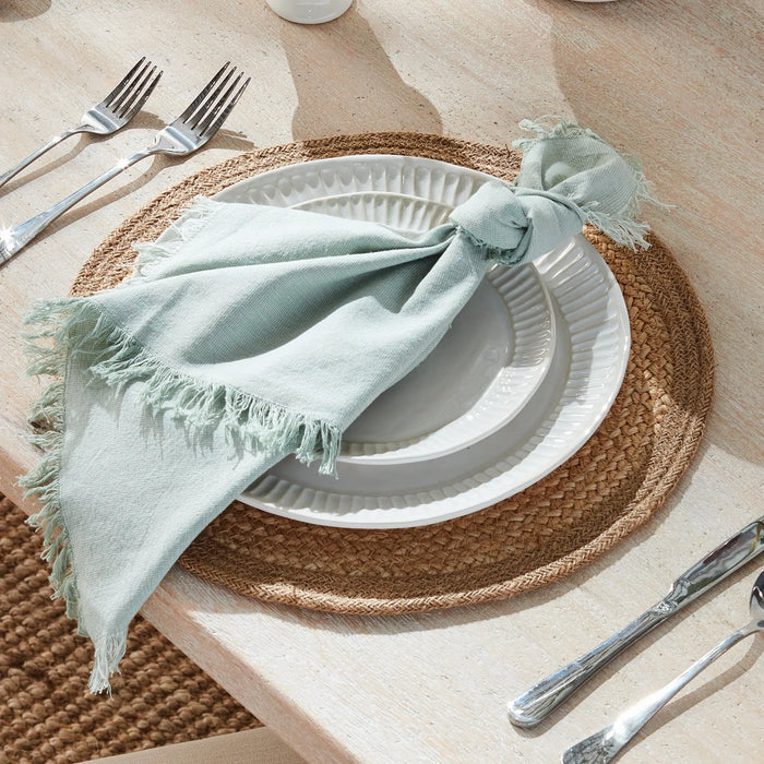 Jute Coil Round Placemats – Set of 8 | Natural with Color Trim Options - Villa Decor & Design
