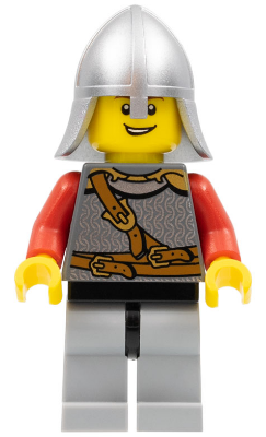 Kingdoms - Lion Knight Scale Mail with Chest Strap and Belt, Helmet with Neck Protector, Open Grin