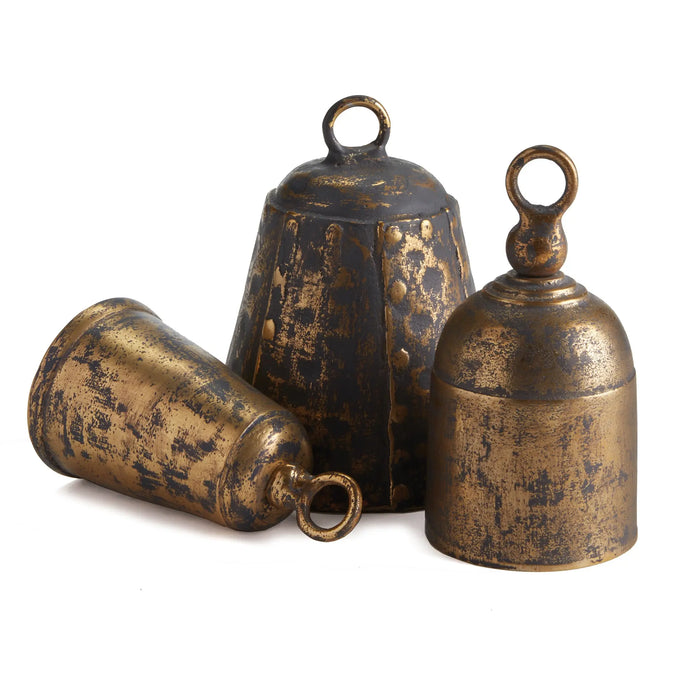 La Taverna Bells | Antique Brass Cast Aluminum Bells (Set of 3) - Villa Decor & Design