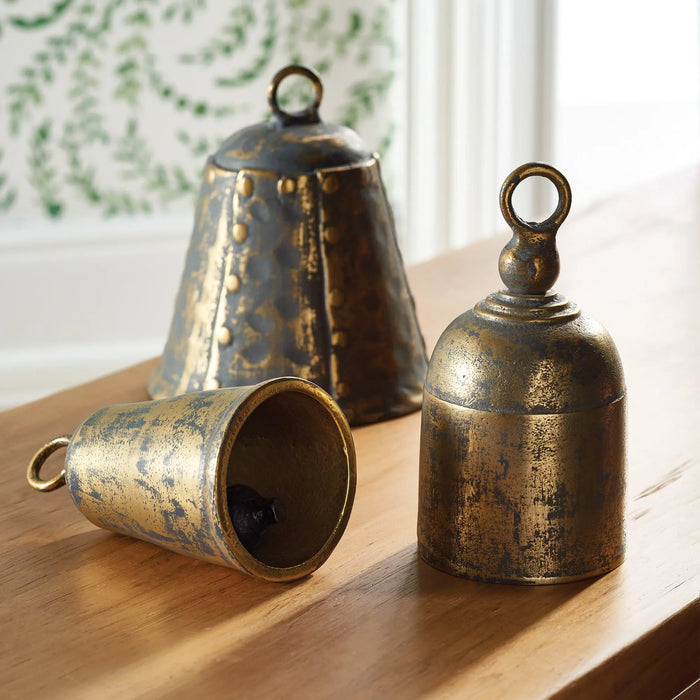 La Taverna Bells | Antique Brass Cast Aluminum Bells (Set of 3) - Villa Decor & Design